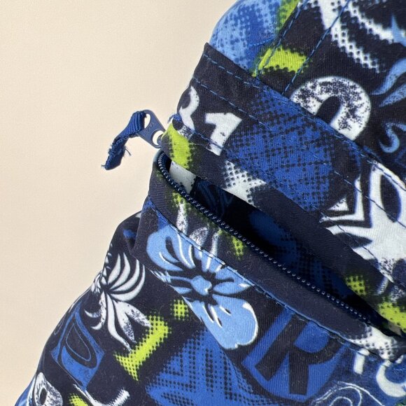 Blue Floral Size L Swim Trunks Sand N Sun 100% Polyester w/Zipped Cargo Pocket - Picture 4 of 8